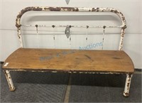 Antique iron bed plant stand flower bench