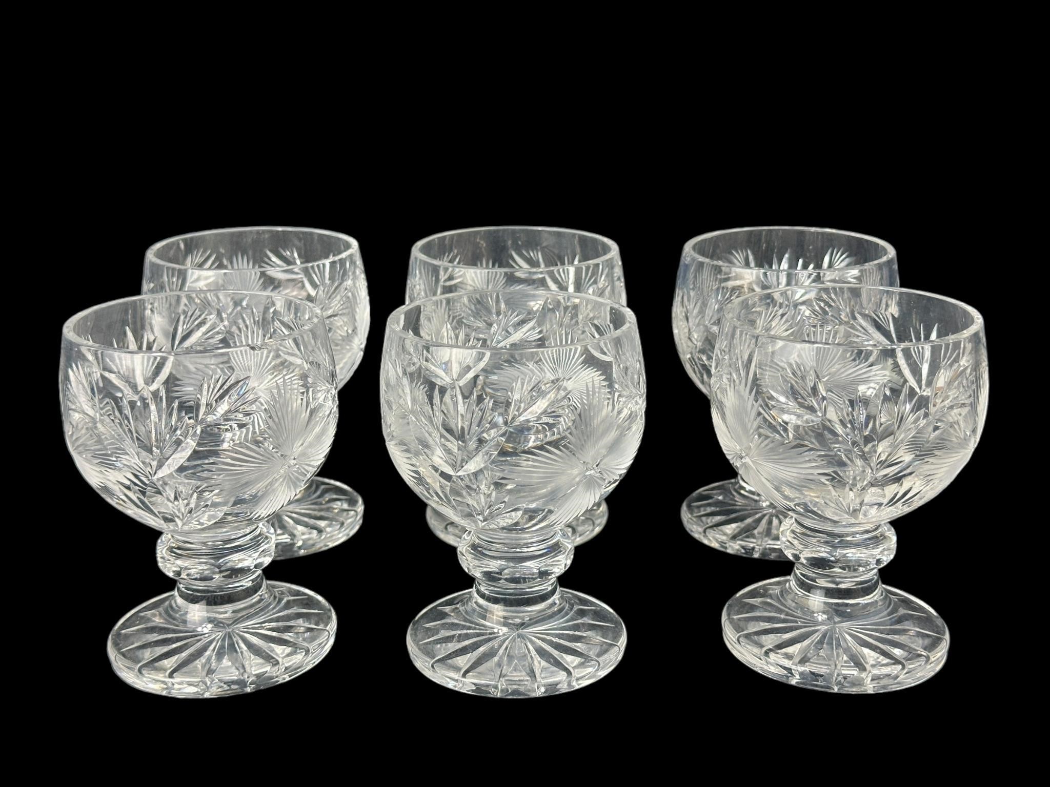 Set of 6 Cut Lead Crystal Glass Goblets