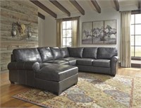 Ashley 784 Gunmetal 3 pc LEATHER Sectional Sofa