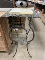 Marble Top Plant Stand with Metal Base