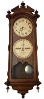 Antique Ithaca Calendar Clock Co Bank Wall Clock