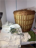 Rattan laundry/basket hamper with new towels
