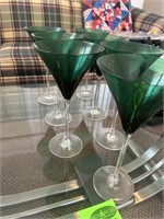 7qty Green Martini Glasses