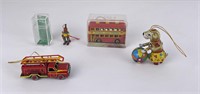 Group of Tin Toy Christmas Ornaments
