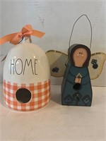 Ceramic and wood bird houses 9”