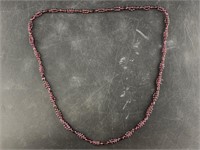 Lovely 28" garnet beaded necklace