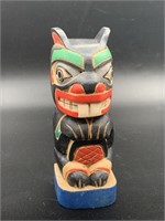 Imported Tlingit style wood small beaver totem 6 7