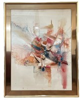 Mid Century Abstract Watercolor on Paper