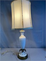 Vintage White Porcelain Lamp With Shade