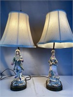 2 Vintage Porcelain Figural Lamps