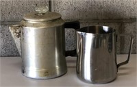 Vintage Percolator and Stainless Pitcher
