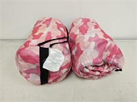 (2) Pink Camo Sleeping Bags in Carriers