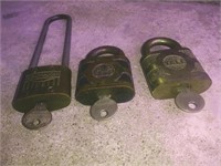 3 older locks with keys