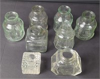 8 x Vtg Clear Glass Ink Bottles