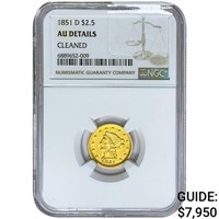 1851-D $2.50 Gold Quarter Eagle NGC AU Details