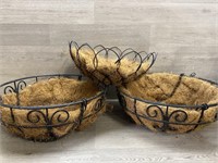 (3) Metal Hanging Flower Baskets - (2) 16.5” W