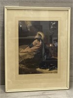 Vtg Lithograph "Gethsemane" 15x19” Framed Print