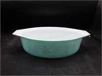 Vintage Oval Light Blue Snowflake Casserole