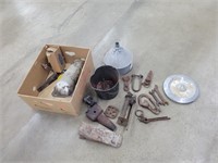 Antique Jack, Wrenches, Funnel, & More