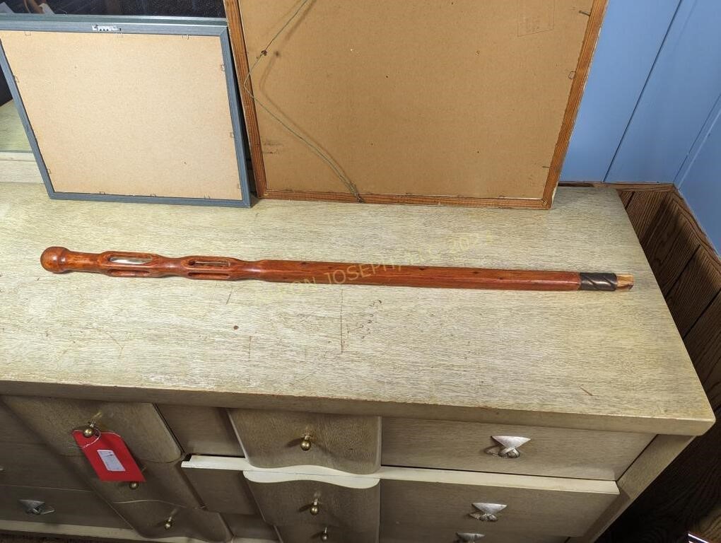 Wood Hand Carved "Marbles" Walking Stick