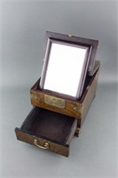 Chinese Wood Jewellery Box with Drawer and Mirror