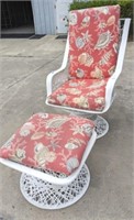 WICKER CHAIR AND OTTOMAN