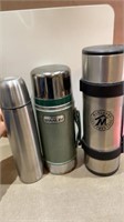 Vintage well loved Stanley thermos and 2 other