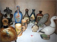 Whiskey bottles  & 2- Texas  Steins