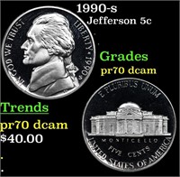 Proof 1990-s Jefferson Nickel 5c Grades GEM++ Proo