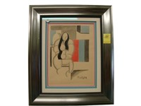 Watercolor cubist picture signed F. Leger