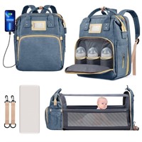 C473  GPED Diaper Bag Backpack with Crib, (Dark Bl