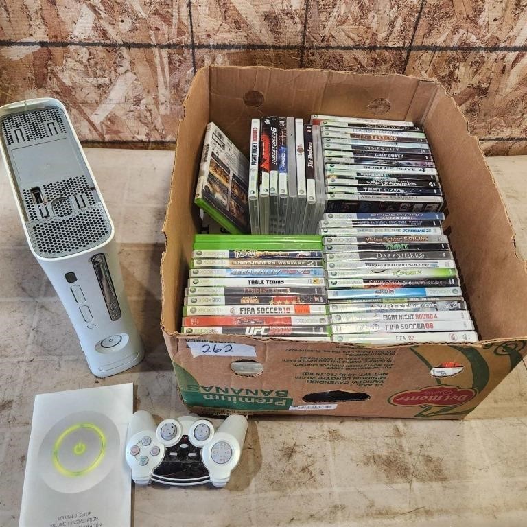 Xbox 360 console and games, no cords