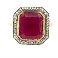 14ct y/g ruby & diamond ring