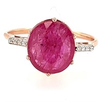 10ct r/g ruby (3.42ct) and diamond ring
