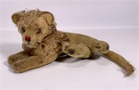 Steiff type lion, reclining, 10" long plus 7" tail