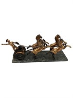 Vintage Roman gladiator and chariot marble base