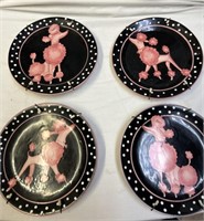 FOUR decorative 7" poodle plates.