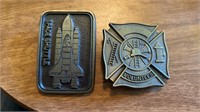 Space shuttle belt buckle, and volunteer fireman