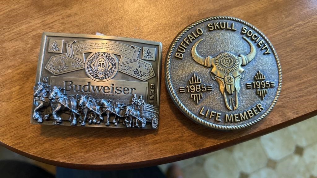 2 commemorative belt buckles