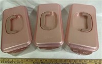 Three pink storage containers lock and lock brand