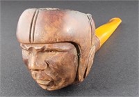 Hand Carved Football Player Pipe