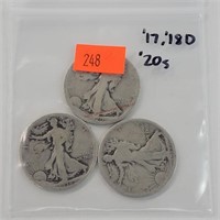 3- Walking Liberty Half Dollars