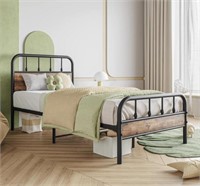 ZGEHCO BLACK TWIN SIZE BED FRAME WITH WOOD