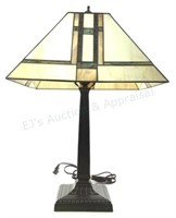 Arts & Crafts Style Slag Glass Table Lamp