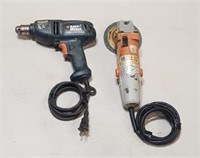 Chicago El. 4.5" Angle Grinder, B&D 3/8" Drill.