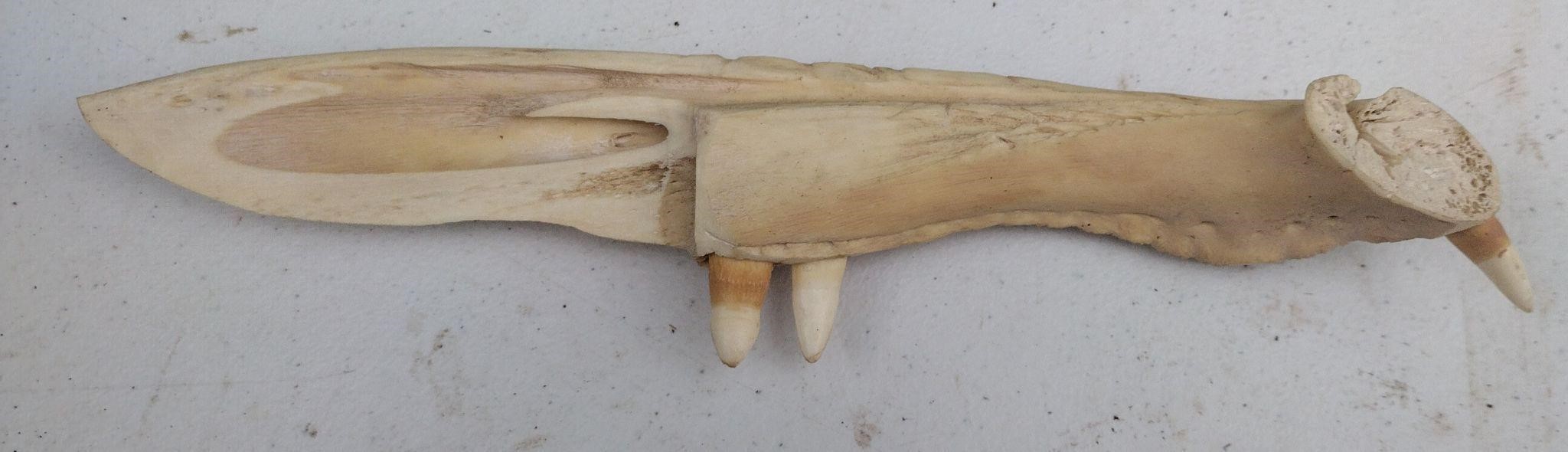 Hand Carved Knife from Jaw Bone of Animal!!