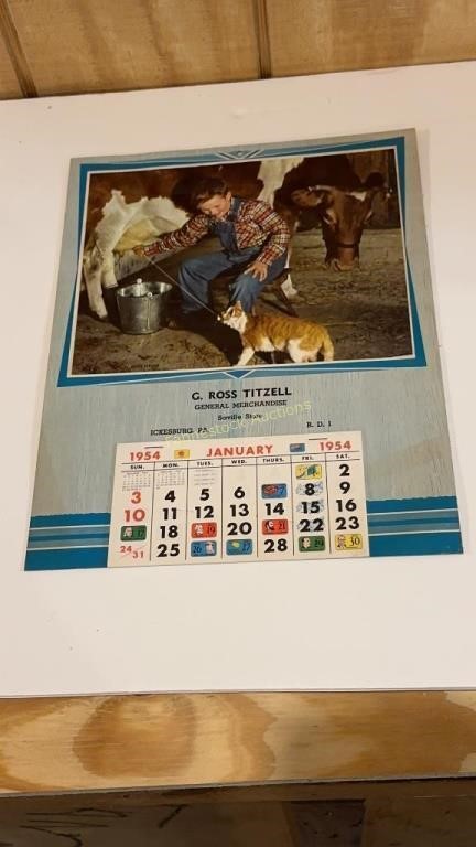 1954 G.Ross Titzell Calendar, Ickesburg, Pa