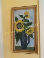beautiful artist painted sunflowers framed