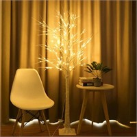 HY-MS 5FT LED Birch Tree, Warm White 8 Flashing