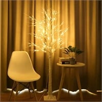 HY-MS 5FT LED Birch Tree, Warm White 8 Flashing